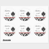 Stickers 6 - 3" Favoriser Black Red Damask Lace (Feuille)