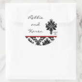 Stickers 6 - 3" Favoriser Black Red Damask Lace (Sac)