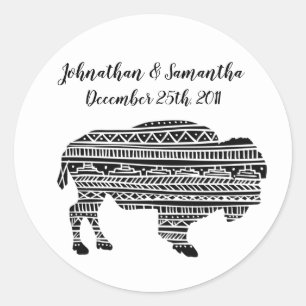 Stickers 6 - 3" Favoriser Boho Buffalo Motif triba