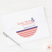 Stickers 6 - 3" Favoriser Coral Navy Blue Chevron (Enveloppe)