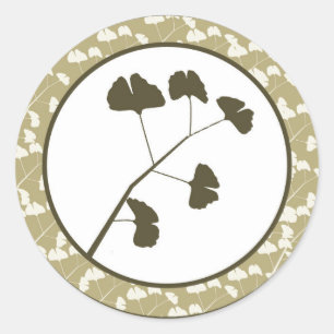 Stickers 6 - 3" Favoriser Feuilles Ginkgo blanc