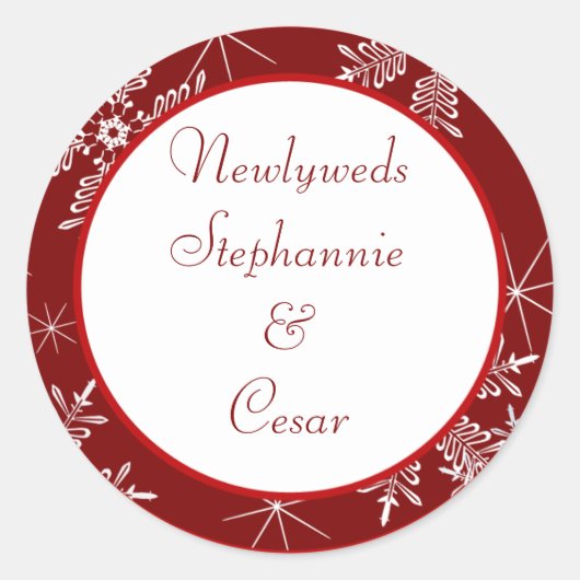 Stickers 6 - 3" Favoriser Noël Snowflakes rouge (Devant)