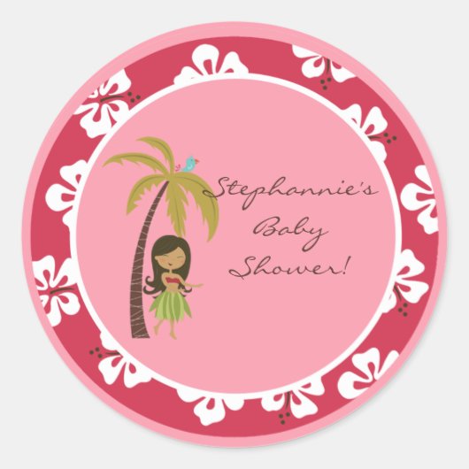 Stickers 6 - 3" Favoriser Pink Hawaiian Luau Tropi (Devant)