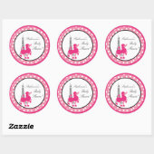 Stickers 6 - 3" Favoriser Poodle rose Paris Eiffel (Feuille)