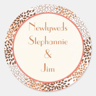 Stickers 6 - 3" Favoriser Rose et Brown Floral