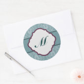 Stickers 6 - 3" Favoriser Turquoise Blue Damask/St (Enveloppe)