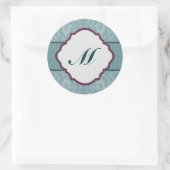 Stickers 6 - 3" Favoriser Turquoise Blue Damask/St (Sac)