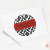 Stickers 6 - 3" Noir Damas et Rouge Faveur (Enveloppe)