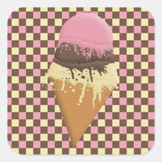 Stickers à cône de crème glacée triple-écossais (Devant)