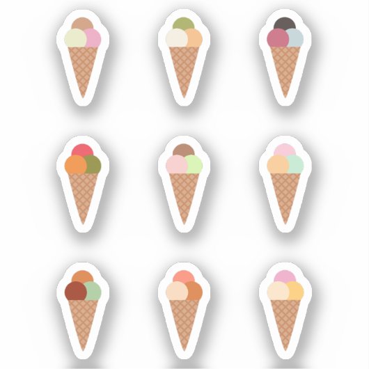 Stickers à cône de crème glacée Triple Scoops (Recto)