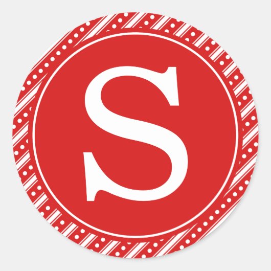 Stickers à enveloppe rouge de Noël avec Monogramme (Devant)