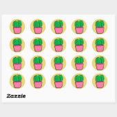 Stickers à fleurs en pot jaune de Cactus mignon (Feuille)