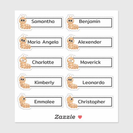 Stickers à plusieurs noms de chenilles Cute (Feuille)