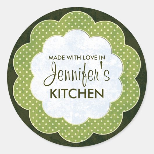 Stickers à points floraux verts personnalisés (Devant)