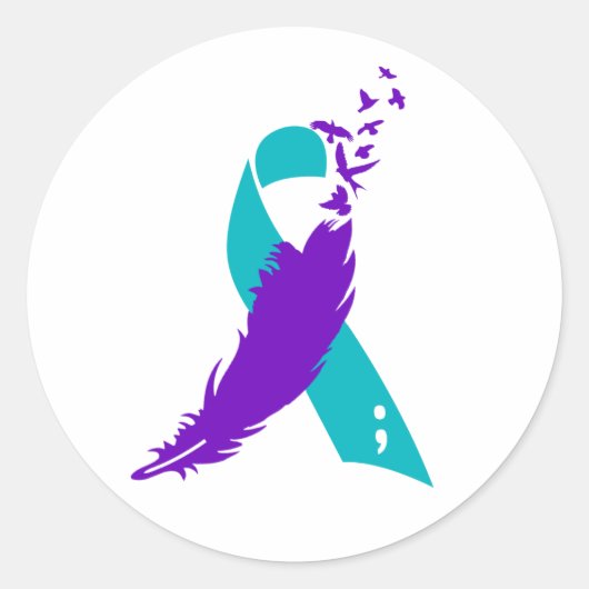 Stickers à ruban Semicolon Sensibilisation au suic (Devant)