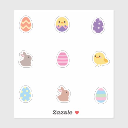 Stickers à thème de Pâques mignons (Feuille)