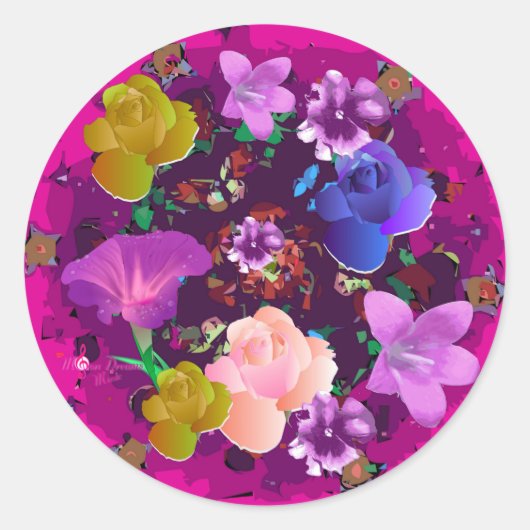 Stickers Abstraits floraux vifs rose (Devant)