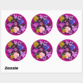 Stickers Abstraits floraux vifs rose (Feuille)