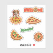 Stickers Adorable Amateurs de pizza - Personnalise (Feuille)