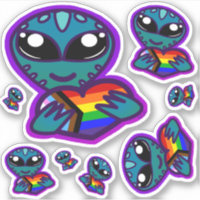 Stickers Alien Fierté Arc-en-ciel inclus