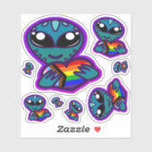 Stickers Alien Fierté Arc-en-ciel inclus (Feuille)