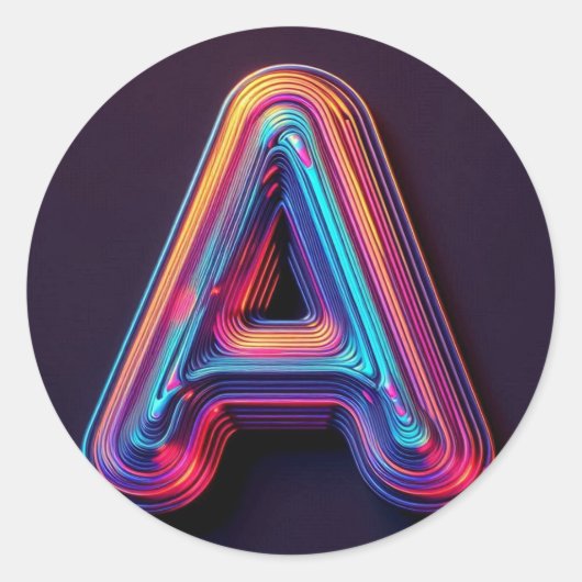 Stickers Alphabet Neon Glow - Lettre A Vibrant 3D (Devant)