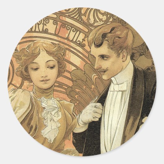 Stickers Alphonse Mucha "Flirt" (Devant)