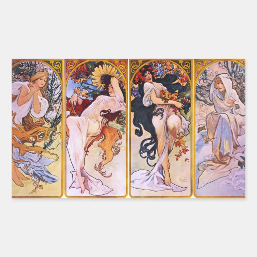 Stickers Alphonse Mucha Four Seasons (Devant)