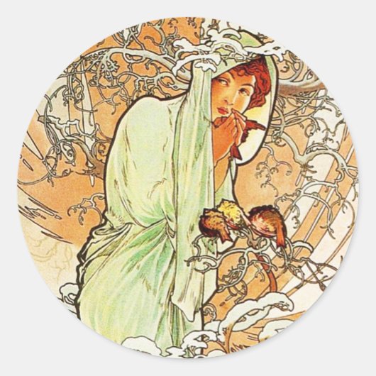 Stickers Alpohnse Mucha hiver (Devant)