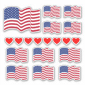 Stickers American Flags and Hearts (Devant)