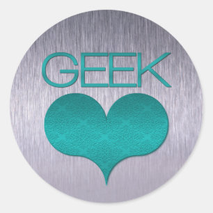 Stickers Amour geek (Coeur), Turquoise