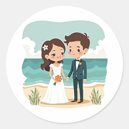 Stickers Amour Mariage Plage (Devant)