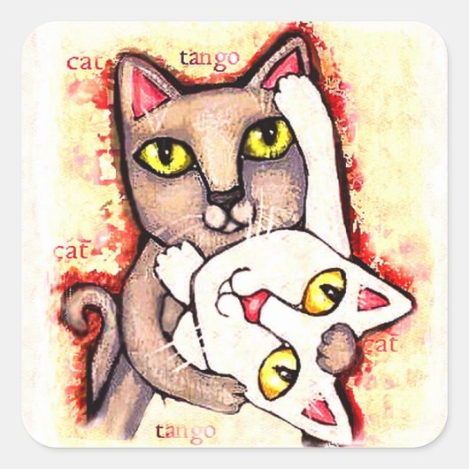Stickers Amoureux des chats Cute Tango Dance Cats (Devant)