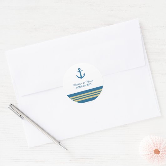 Stickers Ancre Nautique Blue Gold (Enveloppe)