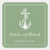 Stickers Ancre nautique Moss Green Mariage (Devant)