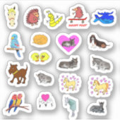 Stickers animaux caricaturaux mignons (Devant)