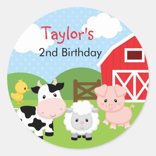 Stickers animaux de ferme - Fête d'anniversaire ga (Devant)