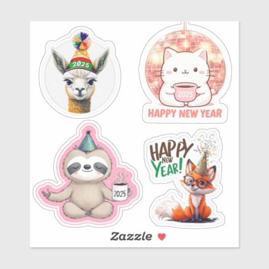 Stickers animaux du Nouvel An mignons, Stickers 20 (Feuille)