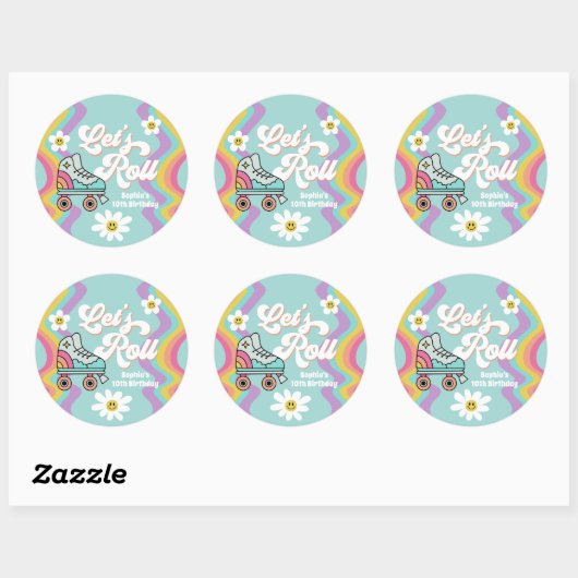 Stickers Anniversaire Arc-en-ciel (Feuille)