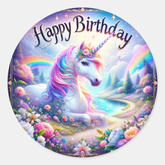 Stickers Anniversaire de la licorne magique" (Devant)