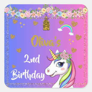 Stickers Anniversaire de la licorne Rainbow Unic