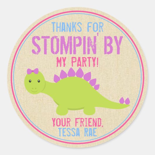 Stickers Anniversaire Dinosaure fille Dinosaures r (Devant)
