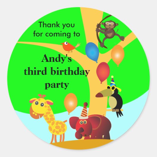 stickers Anniversaire : Jungle Party (Devant)