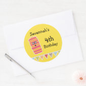 Stickers Anniversaire Monster Kawaii Classic Round (Enveloppe)