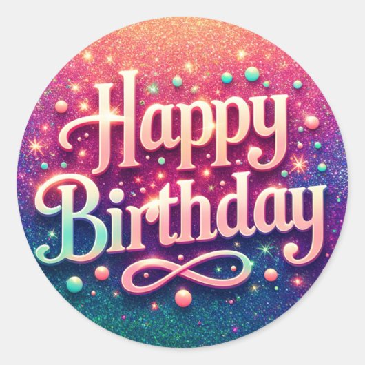 stickers Anniversaire - thème rose étincelant (Devant)