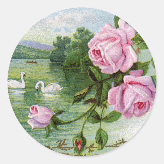 Stickers Anniversaire Vintage Rose (Devant)