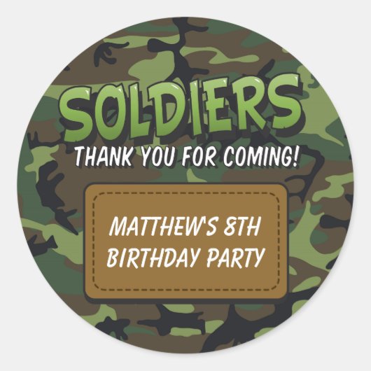 Stickers Anniversaires de enfants de l'Armée Camou (Devant)