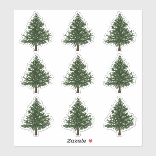 Stickers Arbre de pin vert (Feuille)