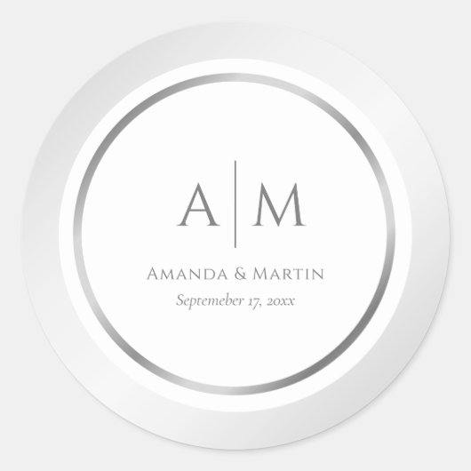 Stickers Argent Mariage Monogrammé Élégant (Devant)