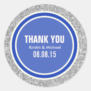Stickers Argent Parties scintillant et Merci Bleu